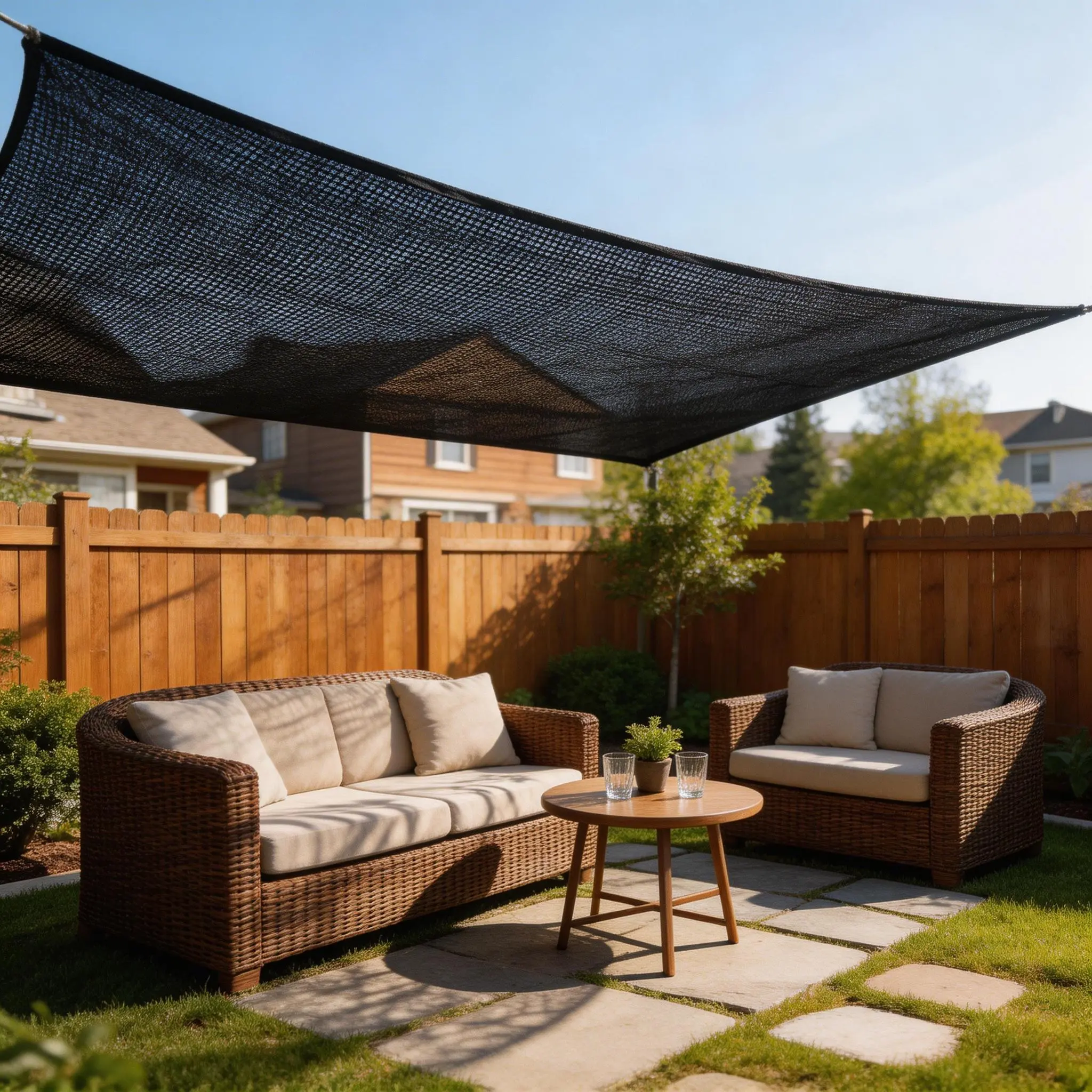 90% Blackout Sturdy Durable UV-Prevention Shade Net, 10x13ft Mesh with Reinforced Rivets, Year-Round All-Weather Rain Cloth for Backyards, Carports, Outdoor Home Supplies