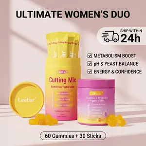 LEEFAR Glow Up Duo — She Juicy Women’s Probiotic + Slippery Elm & Cutting Mix with Berberine + Yerba Mate Support