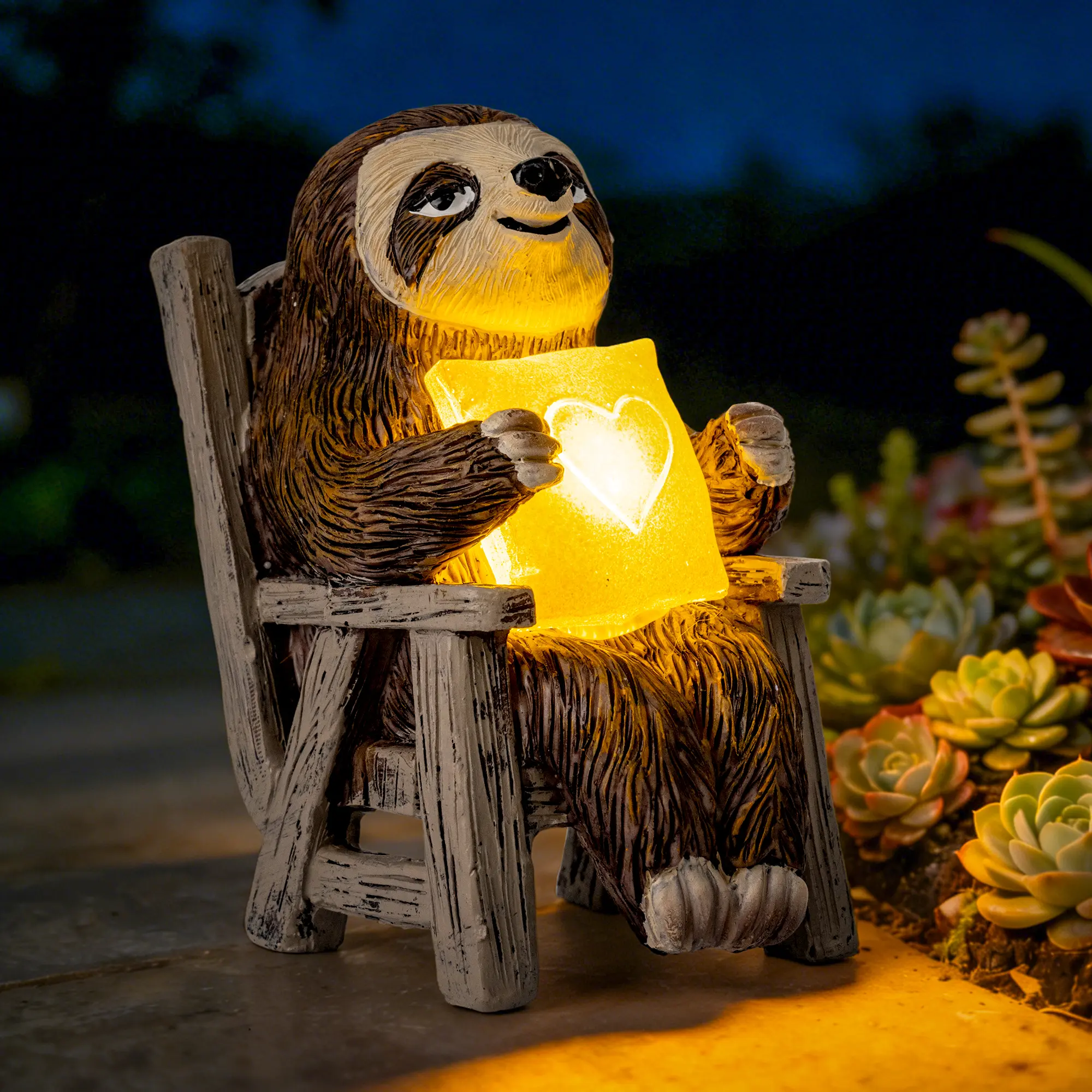 【SummerVibes】Cute Solar Light Up Garden Sculpture, Miniature Exterior Decorative Statue for Patio Yard Balcony, Decorative Garden Sculptures & Statues, Gift for Mom for Summer Christmas Birthday