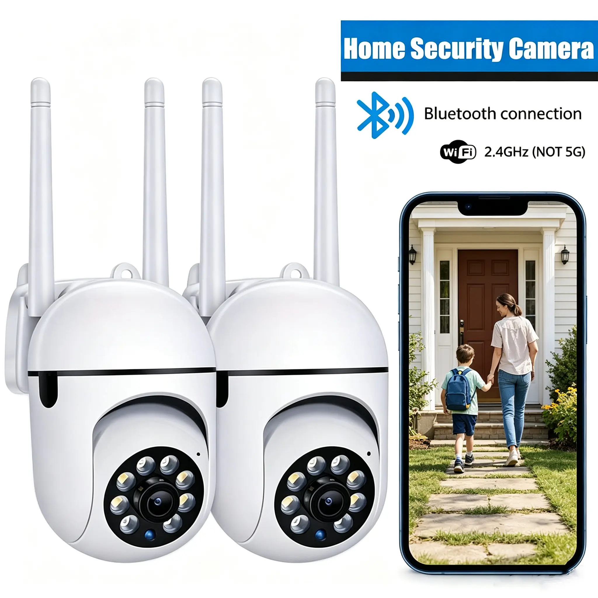 355° smart security camera, two-way voice, 1080p full HD, full-color night vision, motion detection, Wi-Fi and Bluetooth connection, easy to install, protects home safety, suitable for baby, pet and elderly care, supports remote viewing, housewarming gift