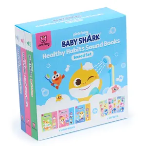 Baby Shark Healthy Habits 4 Button Sound Books Boxed Set, Nursery Rhymes, Potty Time, Brush Your Teeth, Bath Time, Interactive Learning Books and Stickers For Toddlers, Baby Shark Gifts