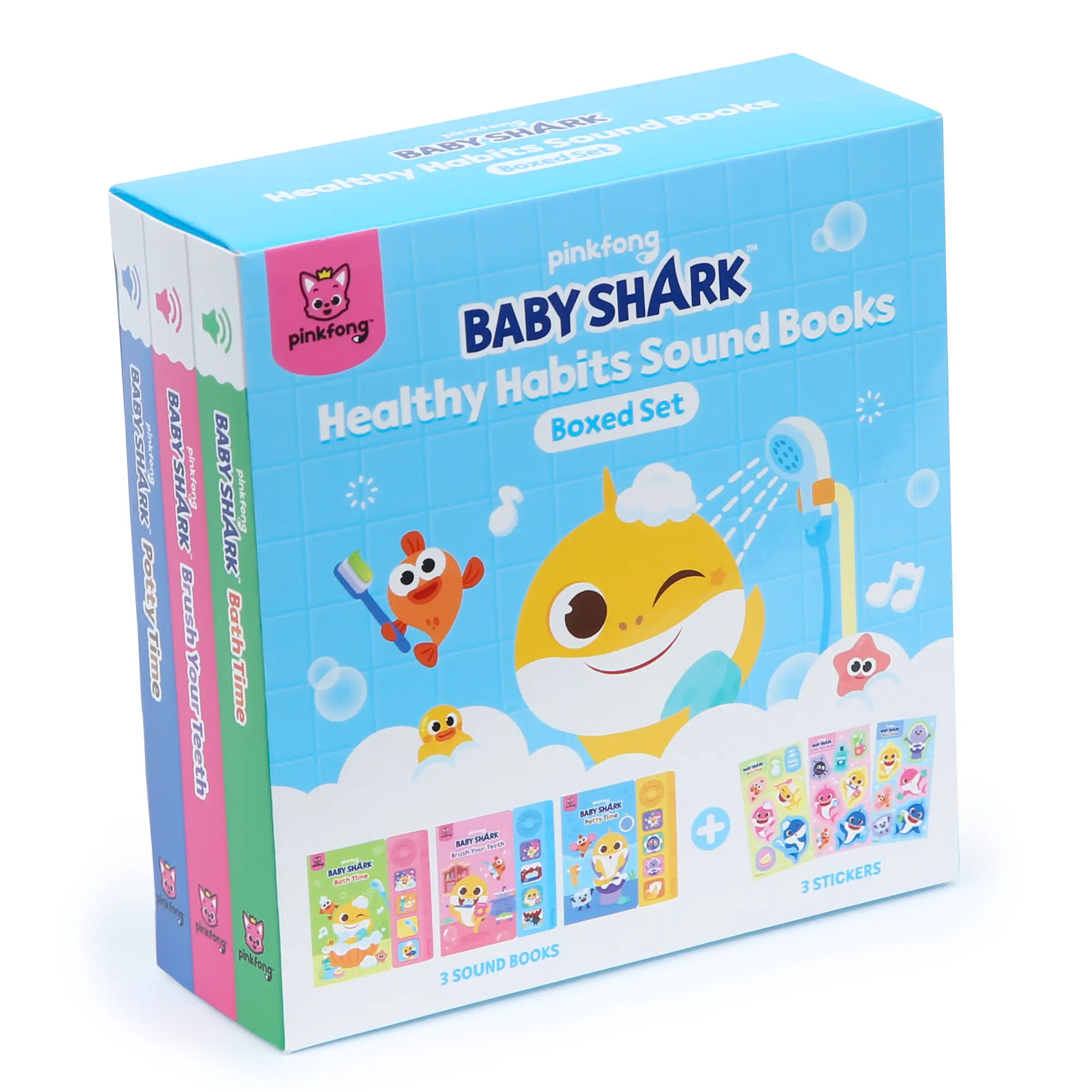 Baby Shark Healthy Habits 4 Button Sound Books Boxed Set, Nursery Rhymes, Potty Time, Brush Your Teeth, Bath Time, Interactive Learning Books and Stic
