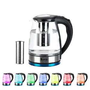 CalidoCasa 1.8L Electric Glass Kettle with LED Lights, Auto Shut-Off, BPA-Free for Tea, Coffee, and More Household Appliances Water Boiler
