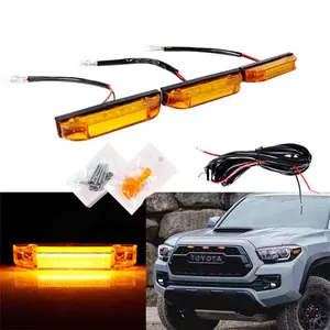 3PCS Amber Lens LED Front Grille Running Light Kit For Tundra w/TRD Pro Grill 2014 2015 2016 2017 2018 2019 2002 2021