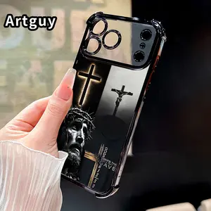 Clear Four Corners Anti-drop Phone Case For iPhone 17 Pro Max 16 15 Plus Air 14 13 12 11 E Protective Cover Divine Sacrifice Faith Printed Shockproof Cellphone Casing