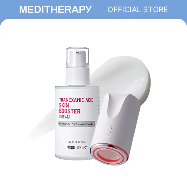 Tranexamic Acid Skin Booster Device Cream | Painless Micro-Infusion + 3% TXA & 5% Niacinamide | Injection-Free Brightening Care for Dark Spots, Even Tone & Radiant Glow | Compact All-In-One | MEDITHERAPY Official