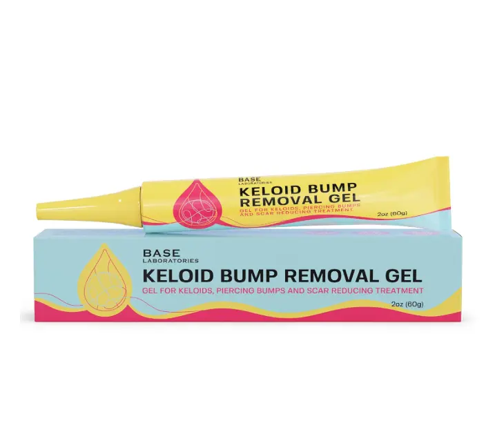 BASE LABORATORIES Keloid Bump Removal Gel | Natural Piercing Bump Treatment & Keloid Scar Gel | Keloid Scar Removal for all Scars, Keloids & Piercing Bumps | Soothing Piercing Aftercare | 2 oz
