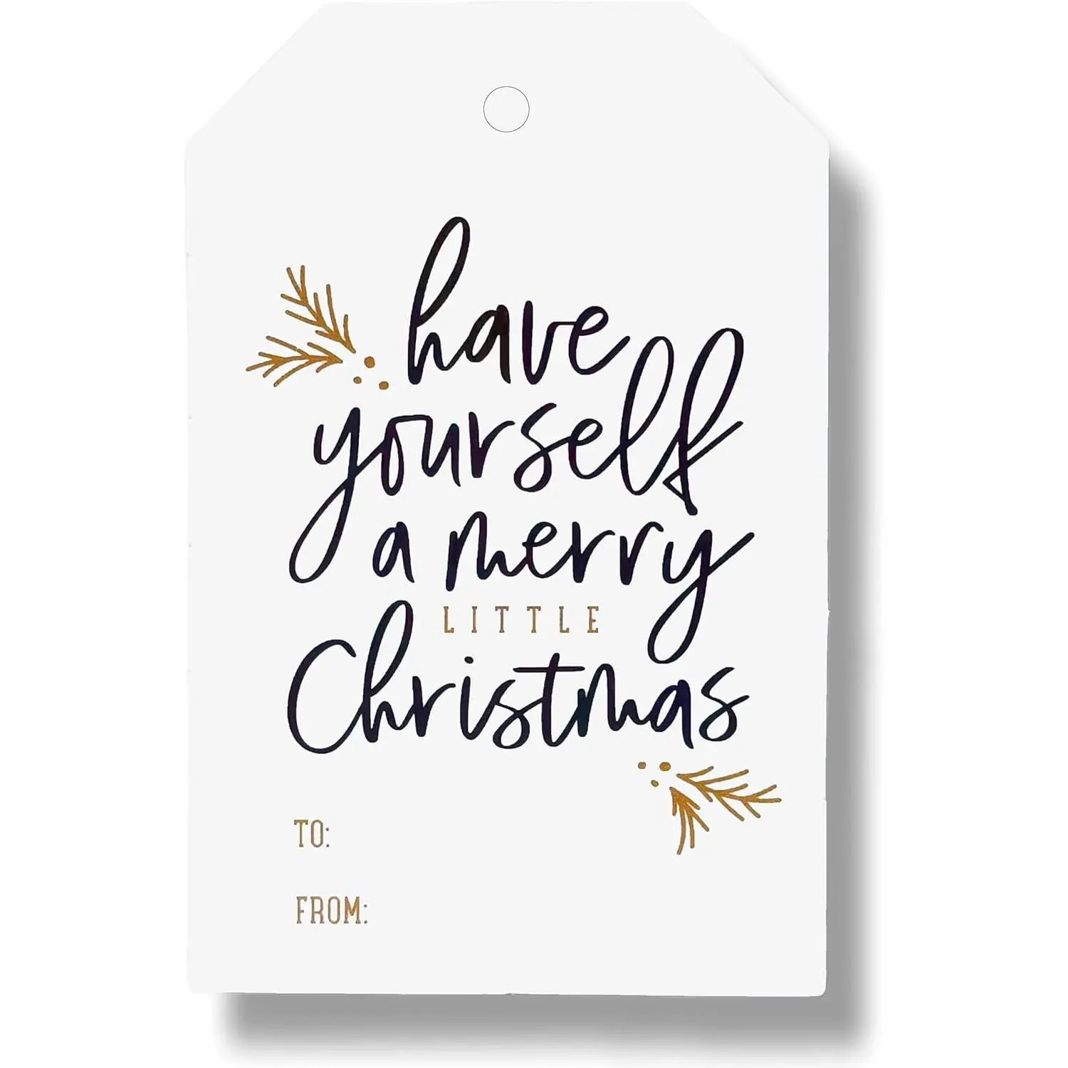 50 Pack Christmas Gift Tags with String Attached, Black and White Gift Tags for Christmas Presents, Personalized Holiday Xmas to from Gift Name Tags (3"X2")