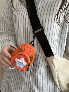 Strawberry Print Mini Backpack Charm, Adjustable Anti-Loss Keychain, Multi-Functional Coin Purse, Women's Earphone Storage Bag