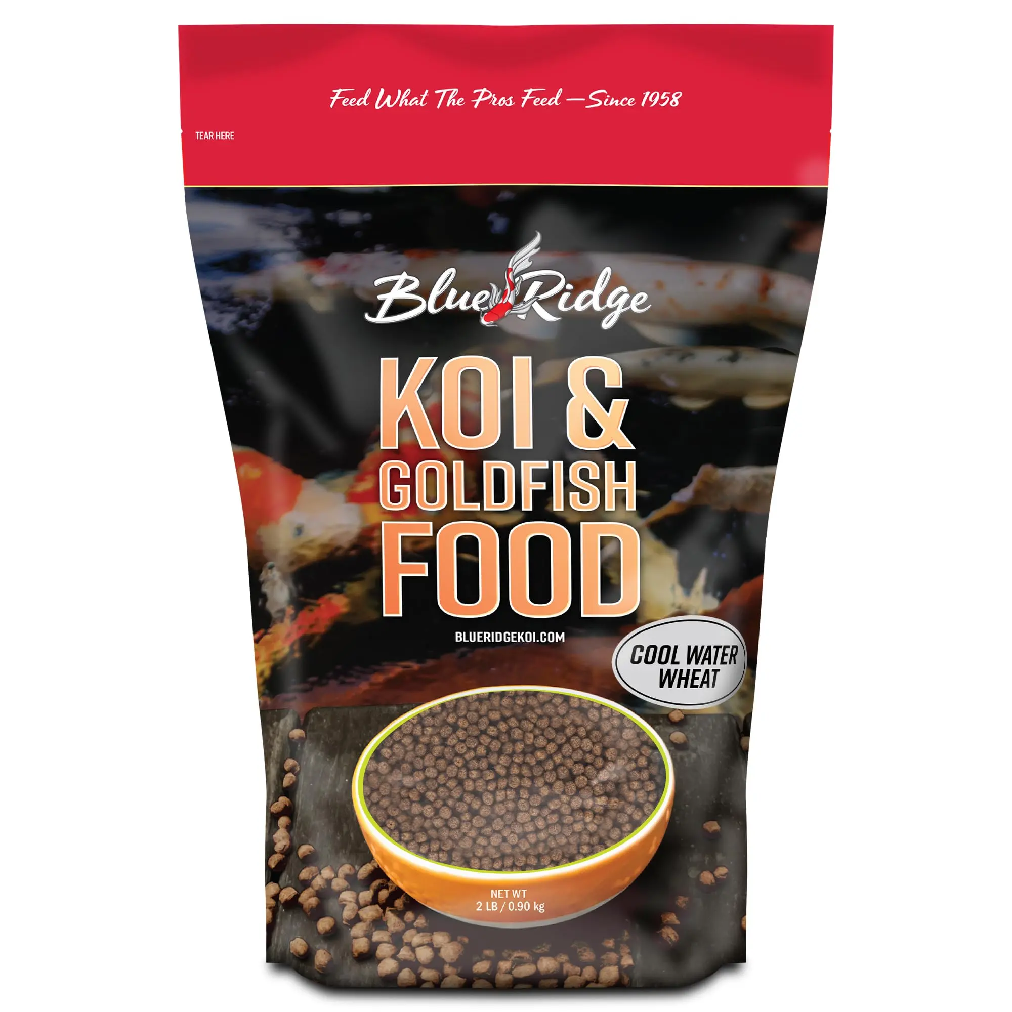 Blue Ridge Koi Fish Food - Cool Water Wheat 3/16", Fall and Winter Floating Pond Pellets, Ponds Fish Food