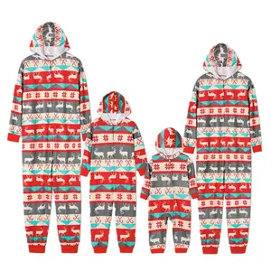 Calsunbaby Christmas Onesie Pajamas for Family Xmas Pjs Matching Set Reindeer Romper  Zipper Hooded Sleepwear