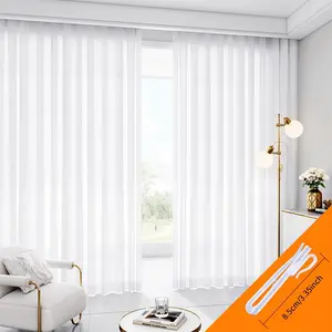 2pcs Wind Vertical Stripe Sheer Curtains, Transparent Not Visible People, Living Room Bedroom Balcony Atmosphere Curtain
