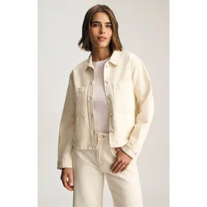 PAOLA CROPPED DENIM OVERSHIRT IN CREAM DENIM