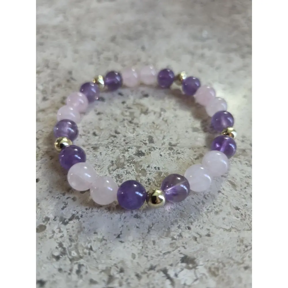 Set of 2 - Purple and Pink Bead Bracelet 8mm