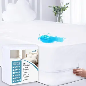 Twin Mattress Protector Waterproof Zippered 4/5/7/9Inches Low Profile Mattress Encasement Mattress Cover 6 Sides Wrapping Box Spring Cover Soft & Breathable
