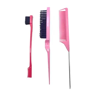 Three-Piece Hair Care Set, Steel Needle Comb, Three-Row Inverted Comb, Double-Headed Eyebrow Brush,