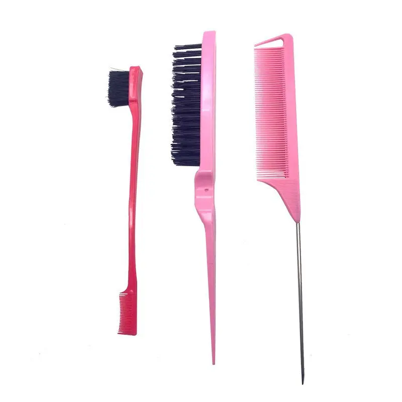 Three-Piece Hair Care Set, Steel Needle Comb, Three-Row Inverted Comb, Double-Headed Eyebrow Brush,