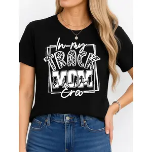 Track Mom Era T Shirt Black Track And Field Events Personalized Unisex Women's Top All Season Comfortable Breathable Short Sleeve Tee Suitable For Any Outfit Made In Usa