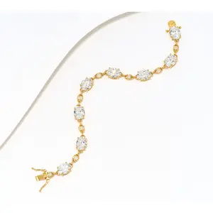 Diamonique Classics Pave Rondelle Link Bracelet, Sterling Silver