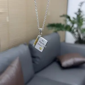 My Little Star Book Necklace for Daughter High-Quality Titanium Steel Handmade Fashion Accessory Meaningful Jewelry Gift for Birthday Graduation Christmas Valentine's Day