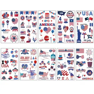 New Us Flag Independence Day Tattoo Stickers, Waterproof Temporary Face Tattoos for Parties, Festive Body Art Accessories