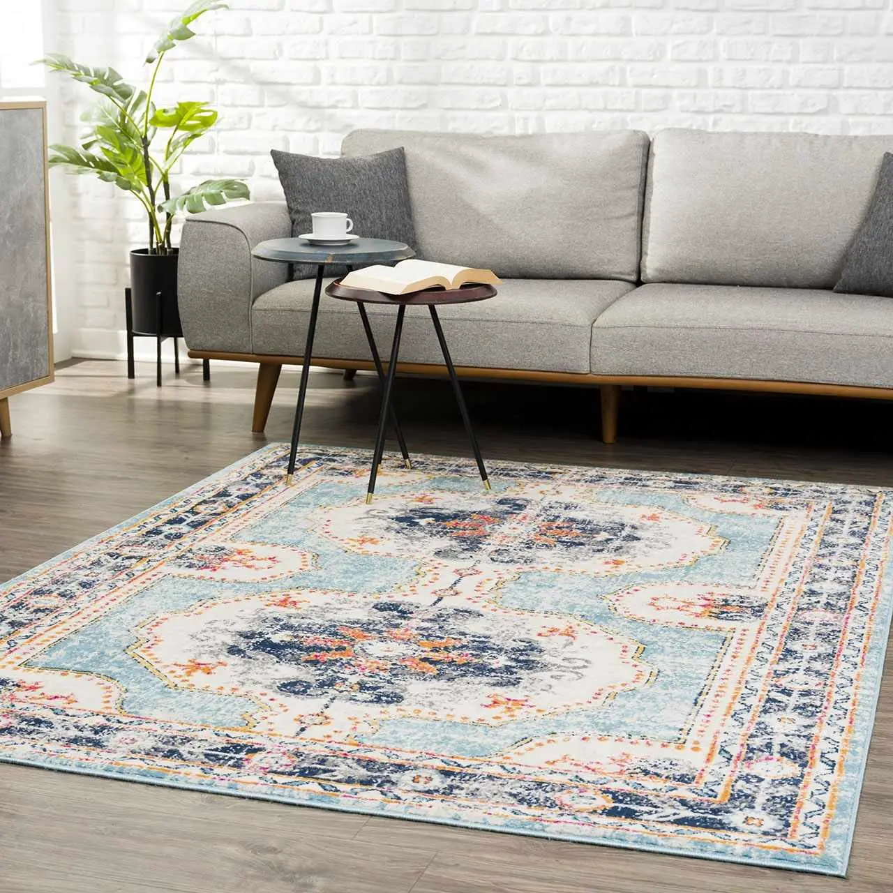 Tigried Turquoise 2308 Rectangle Geometric Area Rug, Home Decor Rug, Living Room Decor - Clearance