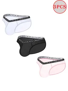 Men's 3-Piece Sheer Nylon Blend Bikini Briefs Set (67% Nylon, 33% Spandex) - Ultra-Soft, Breathable, Quick-Dry Mesh Underwear with 3D Contoured Fit Pouch, U-Convex Transparent Design, Flexibility for Gym, Casual Attire
