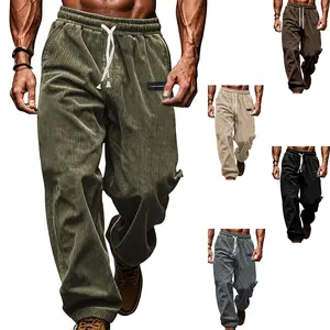 Men’s relaxed-fit corduroy pants, casual streetwear with pockets
