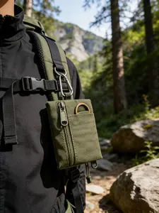 Men's Outdoor Tactical Hiking Sport Portable Oxford Cloth Small Card Holder Mini Waterproof Coin Purse Bank Card Storage Keychain Bag