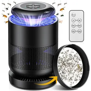 【Flash Sale】Fly Trap Indoor, Bug Light Trap Indoor, Remote Control Fruit Fly Trap, Gnat Trap, Mosquito Trap, Catch Insect Indoor with Light Suction Sticky Glue, Adjustable Brightness and Fans (Black&Dark Blue)