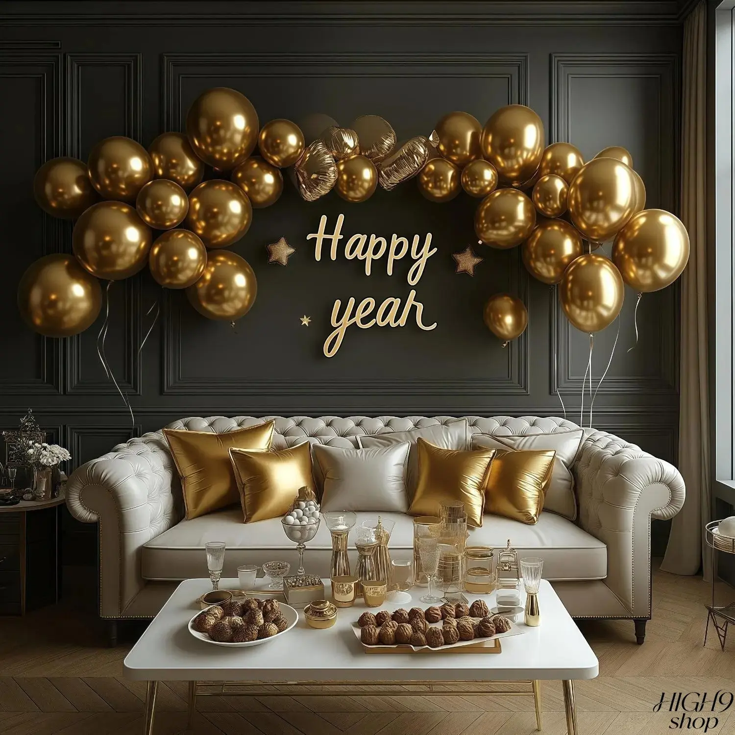 30PCS Gold Confetti Print Metallic Latex Balloons Set, Shiny Party Decoration Supplies, Durable Decorative Balloons for Birthday Parties, Wedding Celebrations & All Festive Events