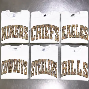 Camo Football Team Graphic Sweatshirt White Unisex Camouflage Football Pullover Team Football Sports Sweater PTS