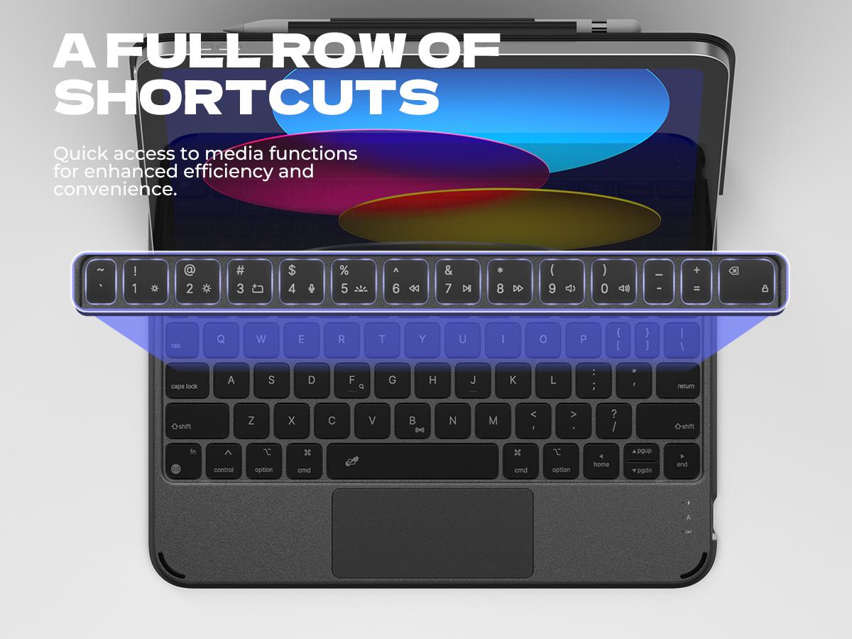 Dexnor for iPad (A16) 11th/10th Generation Case with Keyboard Ultra-Light Magnetic Detachable Folio Keyboard Cover Multi-Touch Trackpad Backlit for iPad 10th Gen 10.9" (2022)/11th Gen (2025)