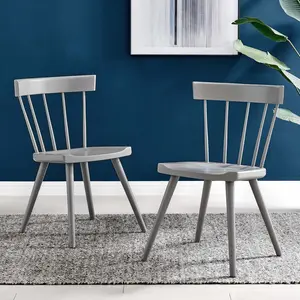 Modway Sutter Wood Dining Side Chair Set of 2 in Light Gray