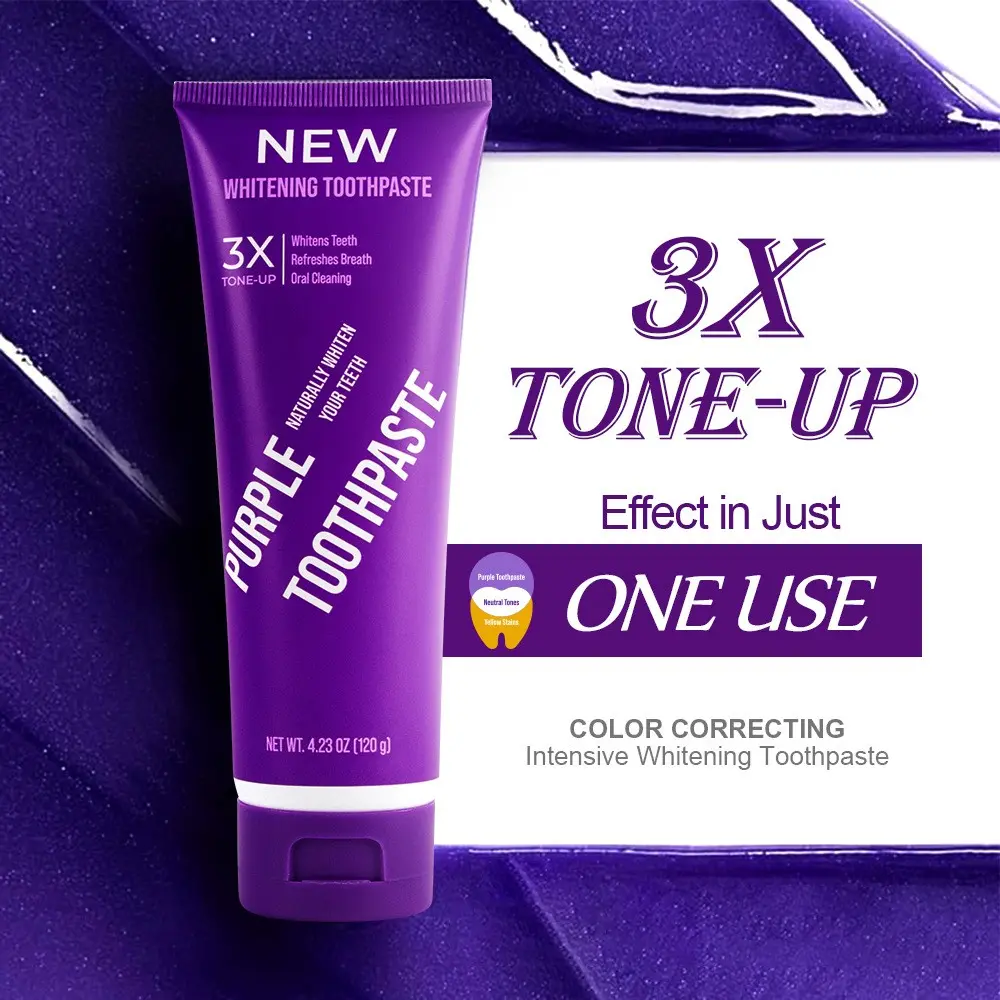 120g Purple Color Corrector Teeth Whitening Toothpaste For Sensitive Teeth