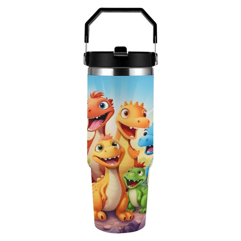 Dinosaur-Themed - Stainless Steel Tumbler - 30oz - Double Wall Insulated Travel Mug - Perfect for Hot and Cold Drinks - Ideal Gift for Dino Lovers