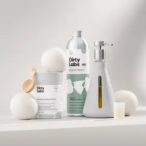 Sustainable Laundry Starter Set - Signature Scent - Laundry Detergent (80 Loads), Booster (48 Loads), Dryer Balls (3 Pack), and Refillable Pump