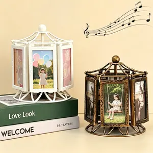 Music Wheel Rotating Windmill Frame Ornament, Vintage Style, Fashion Album, Manual Music Box, Home Decor, Birthday Gift, Day Gift, Holiday Gift, Decoration