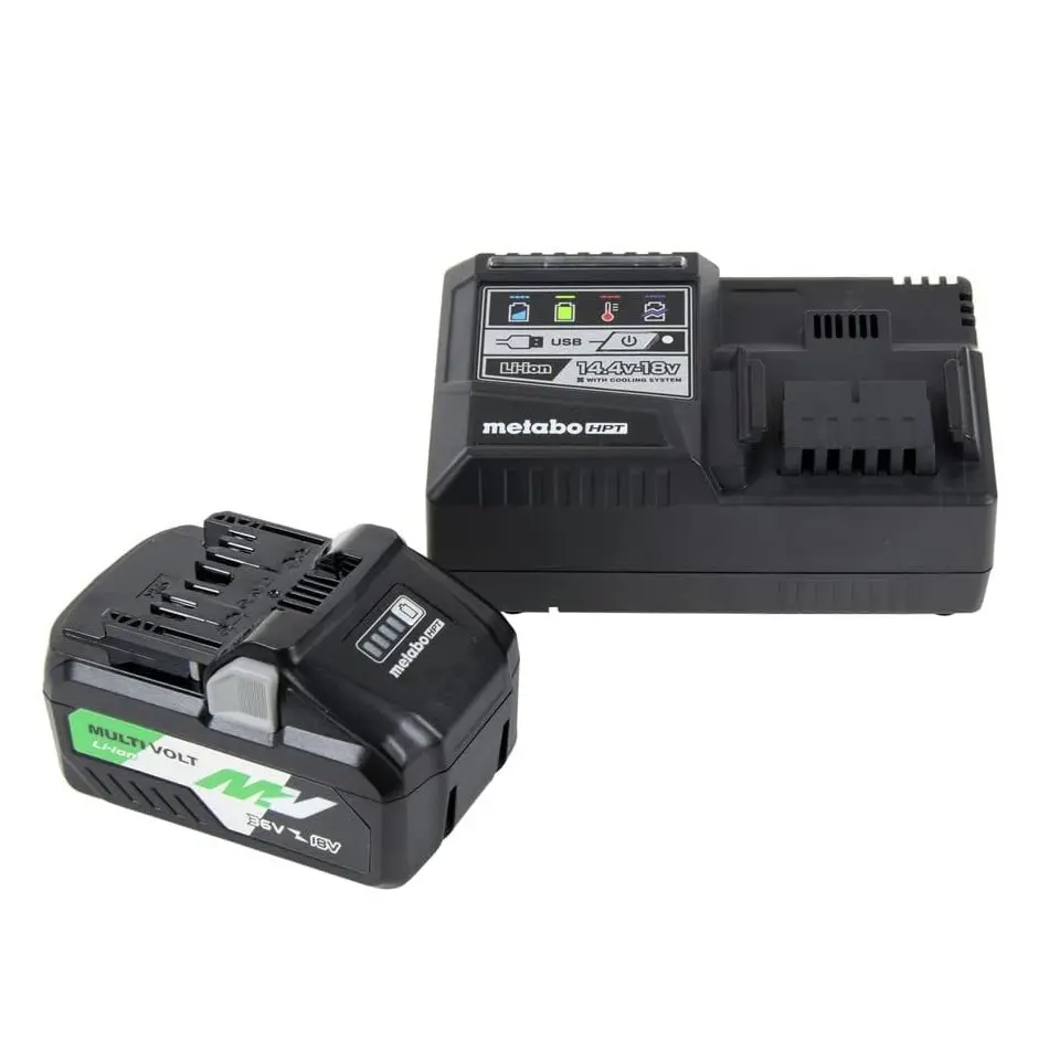 Metabo HPT 36V/18V MultiVolt Lithium Ion Slide Batteries Charger Combo, 36V 4.0Ah Run 72Wh Cordless Tool Batteries, Rapid Charge Gets You Back to Work Starter Kit | UC18YSL3B1 Power Tool Accessory
