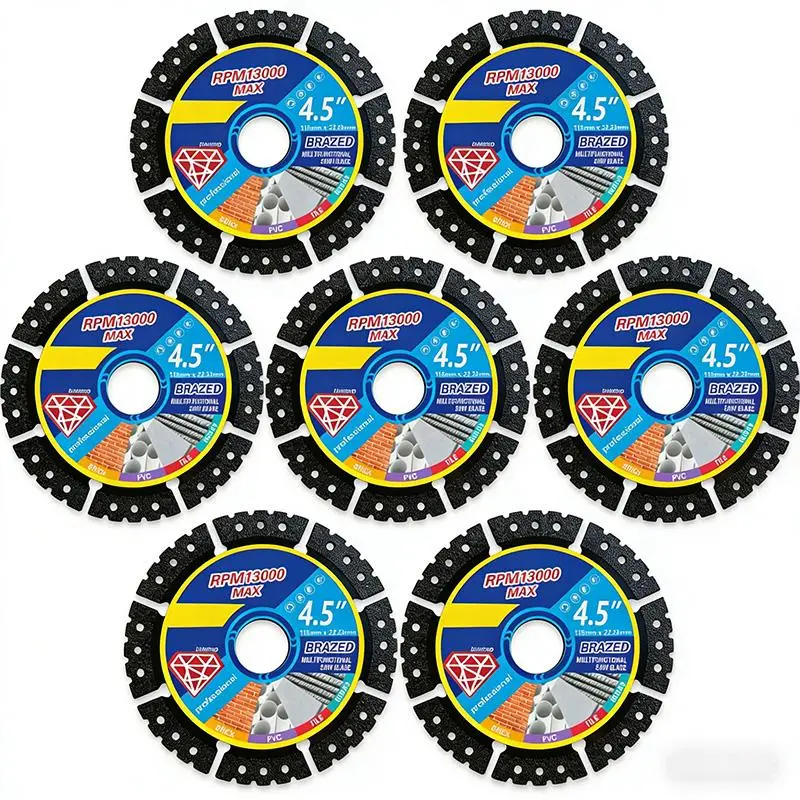4.5" (115mm) Diamond Cutting Wheel Blades Dry Cut Set, Angle Grinder Accessory for Metal/Stone, Choose 3/6/9/12 Multiple Sets Specifications