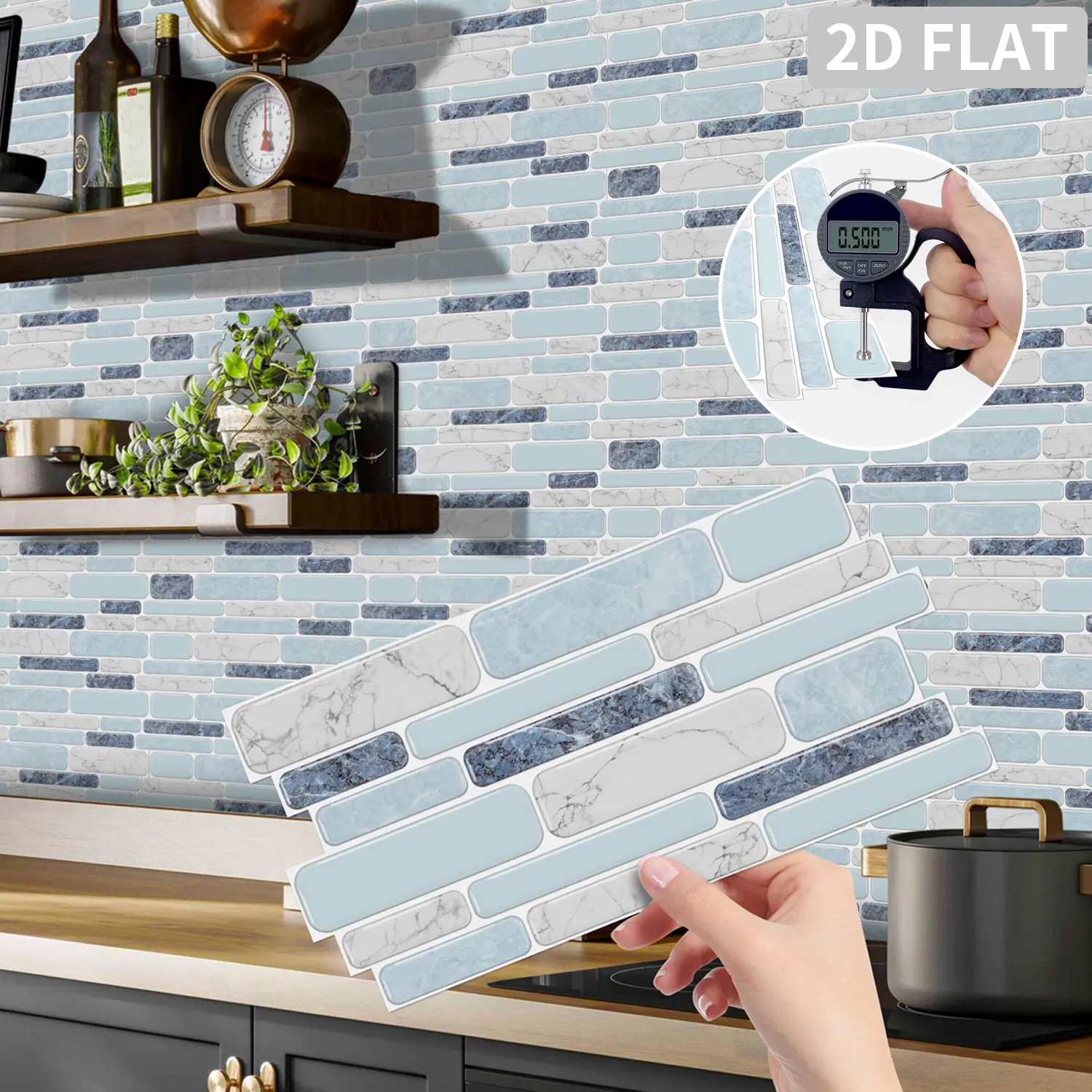 Marble Wall Stickers, Waterproof Oil-Proof Kitchen Bathroom Decor, Self-Adhesive DIY Home Decoration, Easy Peel & Stick
