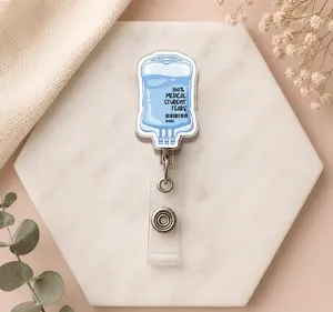 IV Bag Acrylic Badge Reel, Funny Medical Student ID Tag Holder, Funny Nurse Name Tag, Quirky Hospital Accessory, Medical ID Badge, Gift for Doctors