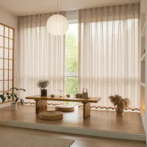 oo  2pcs Japanese Solid Color Curtains Simple Cotton And Linen Style Light-filtering Curtain Rod Pocket Curtain, Suitable For Living Room And Bedroom Home Decoration  fr