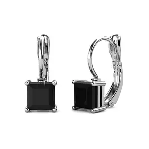 Samantha 18k White Gold Plated Drop Earrings with Black Simulated Diamond Crystal