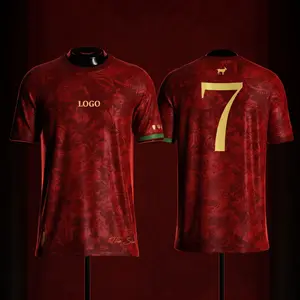 NEW Edittion Red Gold Soccer Jersey, Vintage Football Shirt, Streetwear Sports Top, Athletic Gym Tee for Men, Casual Sportwear Gift for Him