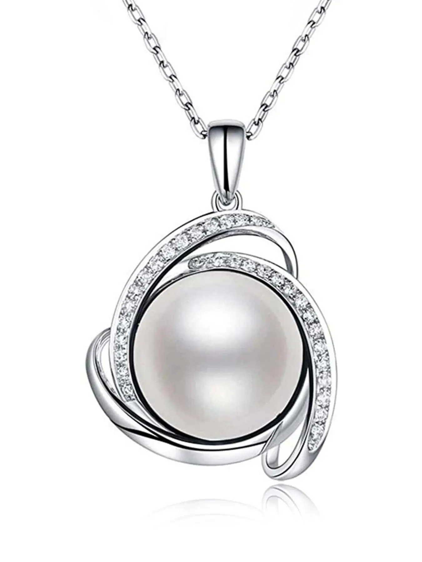 1 PC Elegant Cubic Zirconia & Faux Pearl Necklace Pendant For Women For Valentine's Day Gift Wedding Engagement Anniversary Party Jewelry cubic zirconia necklaces Sparkling CZ Necklace