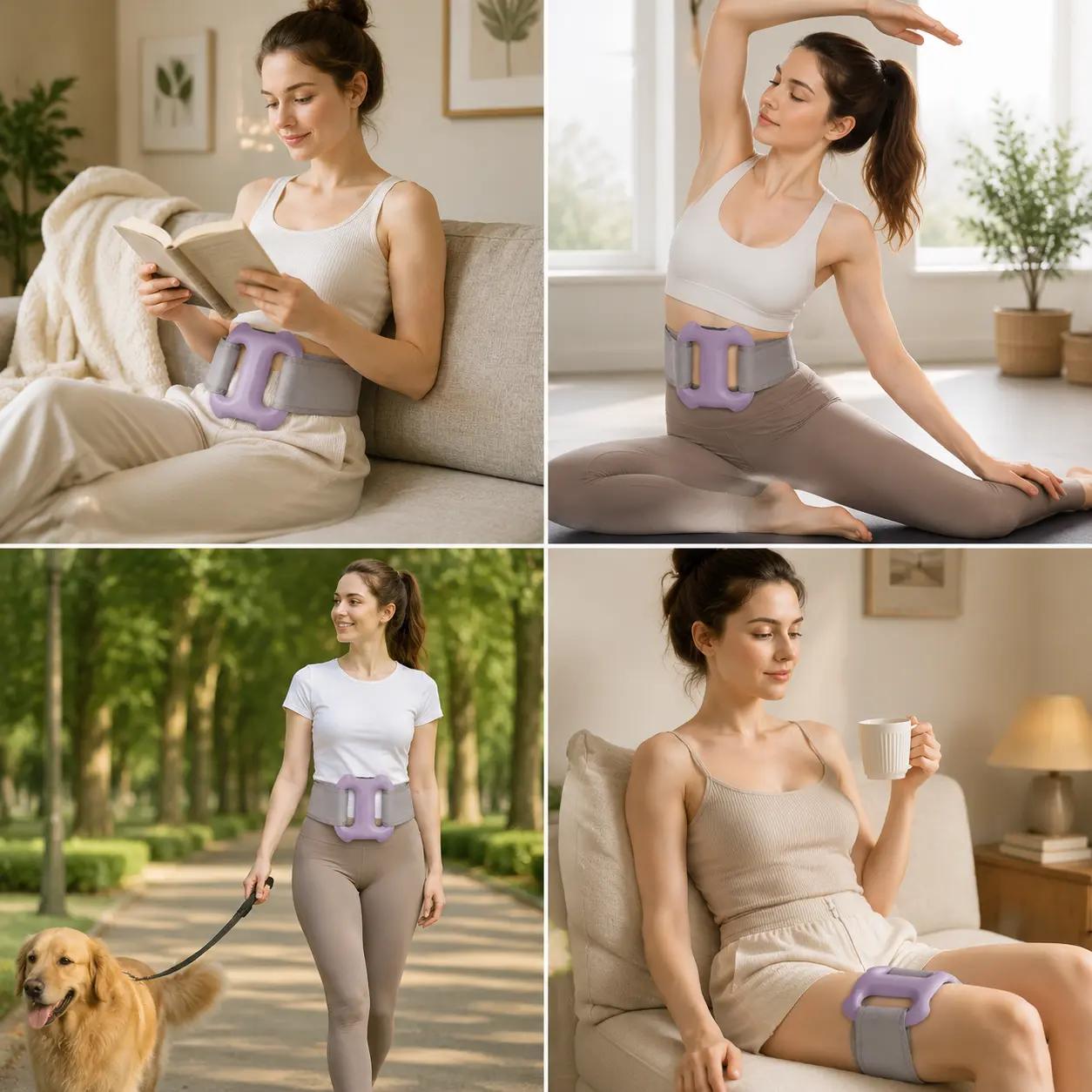 Pink Cordless Deep Tissue Percussion Massage Gun - Electric Dual-Ring Vibratory Back Massager, 3 Modes, 5 Intensity Levels, Belt-Included Handheld Full-Body Relaxation Device