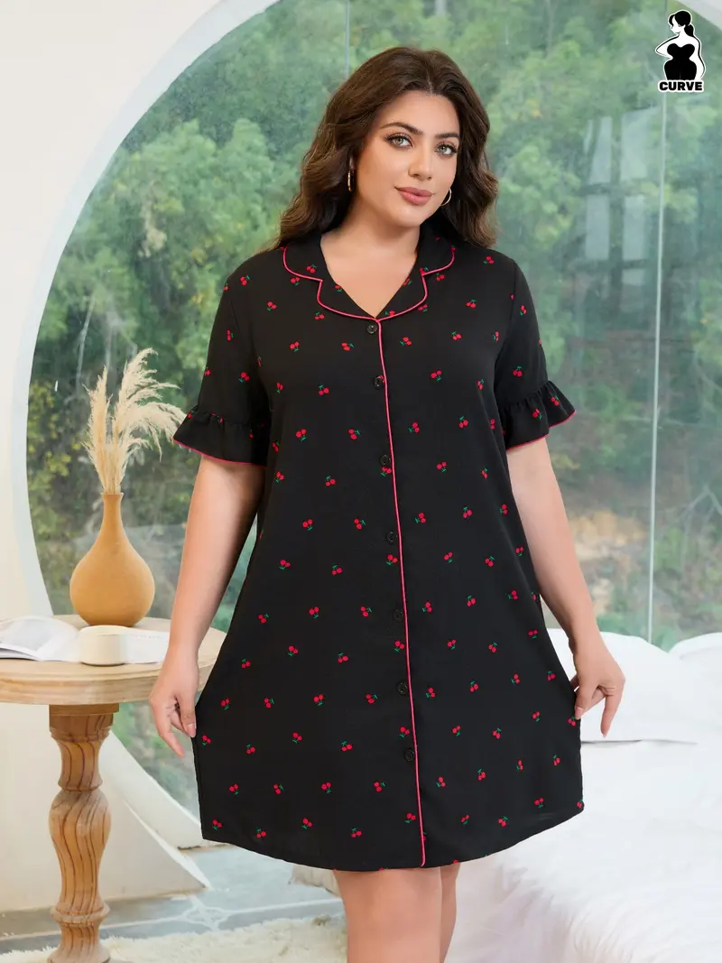 plus size cotton dresses Plus Size Rust Red A-Line Cotton Dress main image 1