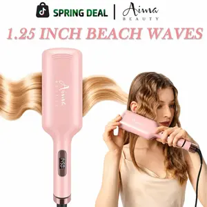 Viral Mermaid Hair Waver | Aima Beauty 1.25 Inch Beach Waves Crimper | Curling Wand Easy to Use Ionic 2 Barrel Crimper, Anti-Scald Dual Voltage Travel Hair Tools, Mother‘s Day Gift for Women Perfect Gift Box,summervibes