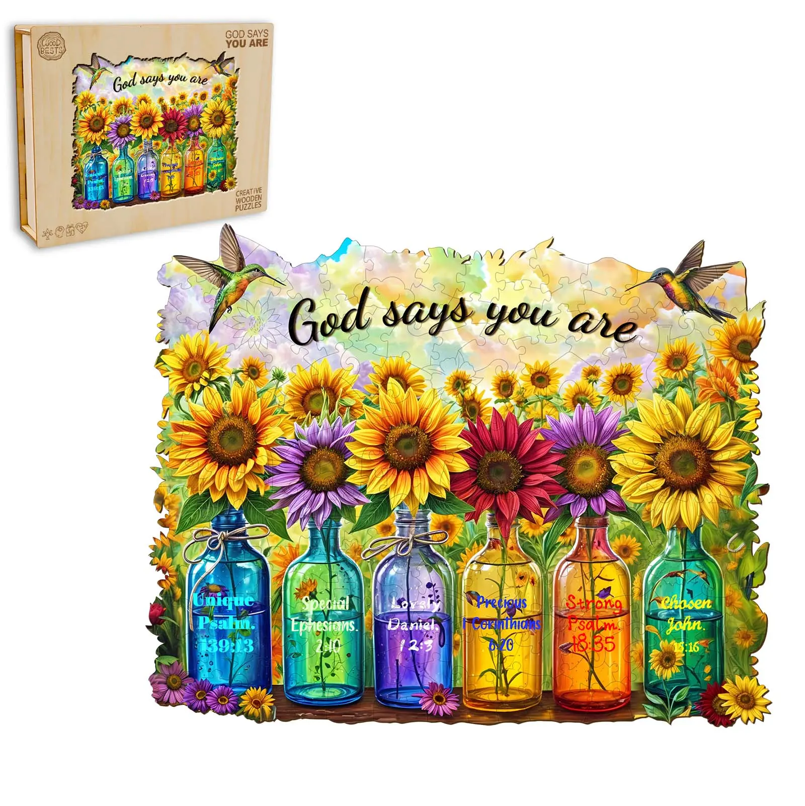 God Says You Are Wooden Jigsaw Puzzle for Adults and Kids Unique Shape Animal Wood Puzzles Challenging Puzzle, Family Game Creative Gifts，Laser-Cut Durable HDF Wood Puzzle Fish Ocean